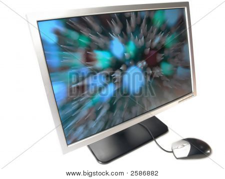 Wide Screen Lcd Computer Monitor And Mouse