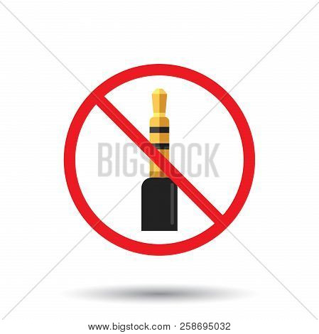 Audio Jack 3.5mm In Ban Sign. Icon Vector Illustration.