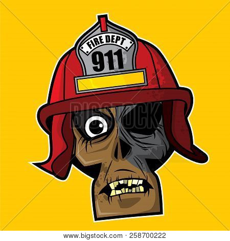 Zombie Head Vector Illustration - Fire Fighter