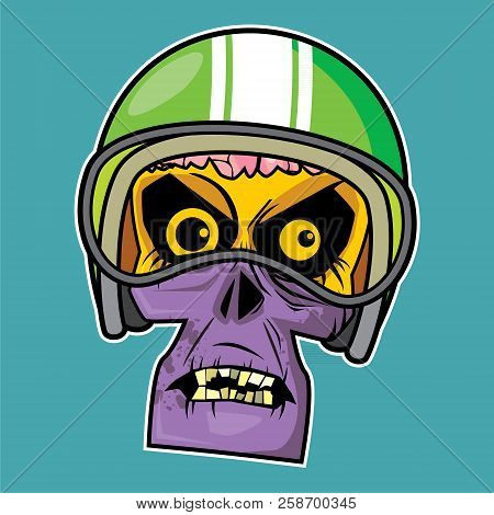 Zombie Head Vector Illustration - Biker Zombie