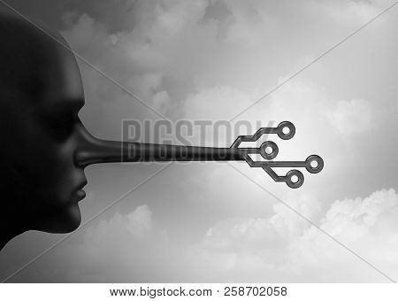 Technology Crime And Cybercrime Concept Or Internet Fraud As Aperson With A Long Liar Nose Shaped As
