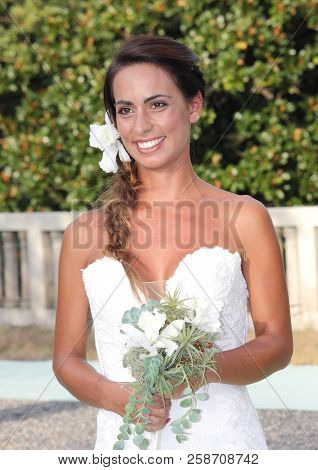 Models In Wedding Dress During A Show. Arenzano, Italy, 16 September 2018. The Event Took Place Insi