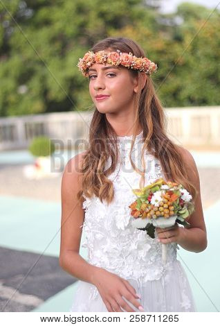 Models In Wedding Dress During A Show. Arenzano, Italy, 16 September 2018. The Event Took Place Insi