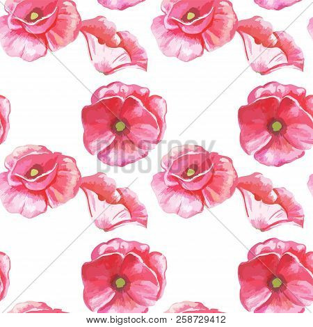 Vector Illustration Of A Seamless Pattern Of Flowers Of Tulips