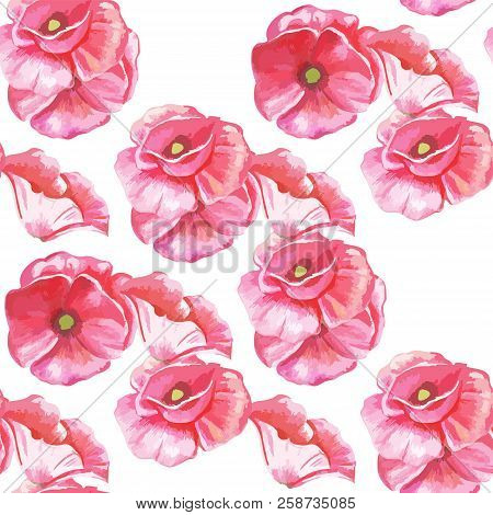 Vector Illustration Of A Seamless Pattern Of Flowers Of Tulips