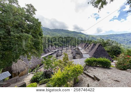 View Down The Bena Traditional Village In Flores, Indonesia.