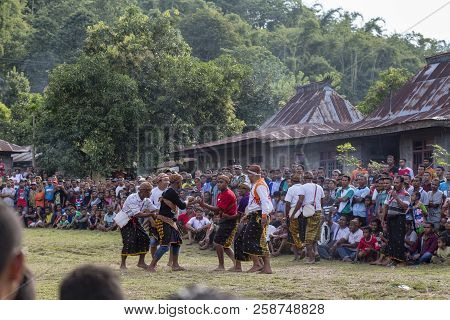 Bajawa, Indonesia - May 19: Unidentified Boxers Spar At A Traditional Thanksgiving Ceremony Near Baj