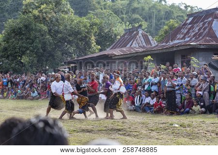 Bajawa, Indonesia - May 19: Unidentified Boxers Square Off In A Traditional Boxing Match Near Bajawa