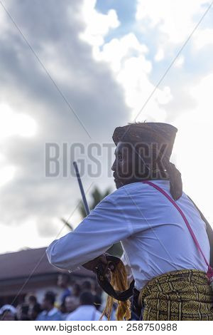 Bajawa, Indonesia - May 19: An Unidentified Dancer A Harvest Traditional Boxing Match Near Bajawa In