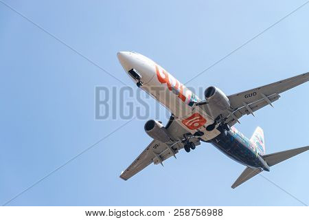 The Aircraft Approaching The Airport To Land