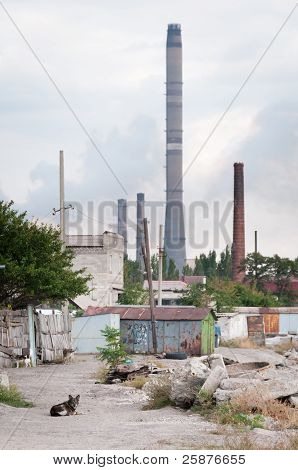 Hutnicze współpracuje z dymu. Mariupol, Ukraina