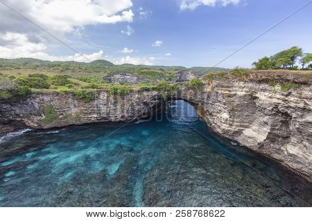 Beautiful Clear Water At Broken Beach In Nusa Penida, Indonesia.