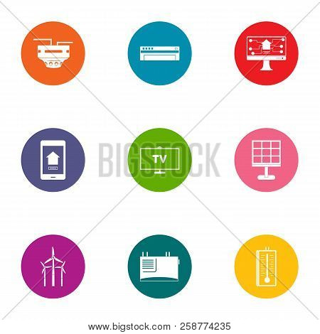 Windmill Repair Icons Set. Flat Set Of 9 Windmill Repair Vector Icons For Web Isolated On White Back
