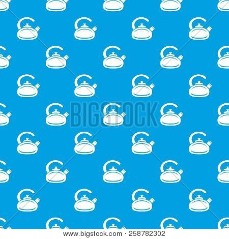 Pot Bellied Kettle Pattern Vector Seamless Blue Repeat For Any Use