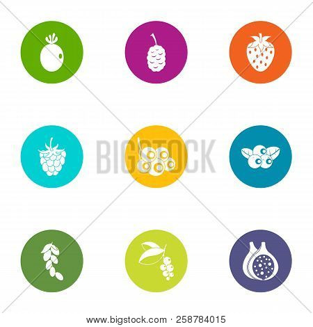 Sweet Berry Icons Set. Flat Set Of 9 Sweet Berry Vector Icons For Web Isolated On White Background
