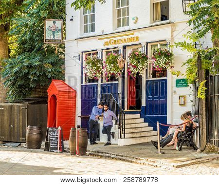 London. September 2018. A View Of The Grenedier Pub In Belgravia In London