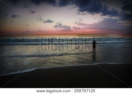 Jimbaran Beach Is Famous For The Sunset Views And Seafood Cafes. Bali, Indonesia