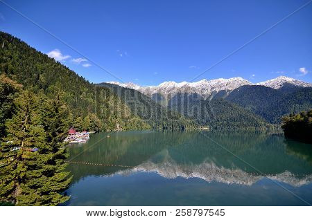 View Of The Mountain Lake Rizza, Abkhazia