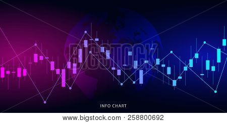 Business Candle Stick Graph Chart Of Stock Market Investment Trading On Dark Background Design. Trad