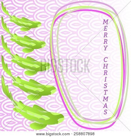 Set With Fish, Carp Koi In Form Of Christmas Fir-tree On Background Of National Oriental Pattern, Mu