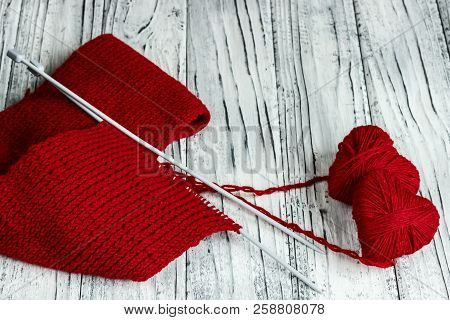 Threads For Knitting Close-up. Knitting As A Hobby. Accessories For Knitting.