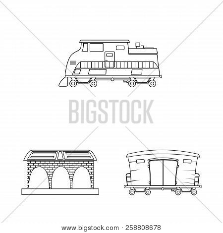 Isolated Object Of Train And Station Logo. Set Of Train And Ticket Stock Vector Illustration.