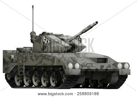 Light Tank Apc With Pixel City Camouflage Isolated Object On White Background. 3d Illustration