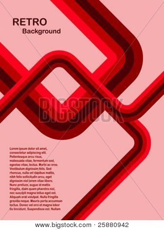 Un'illustrazione retrò sfondo vettoriale astratto nei toni del rosso con camera per copia
