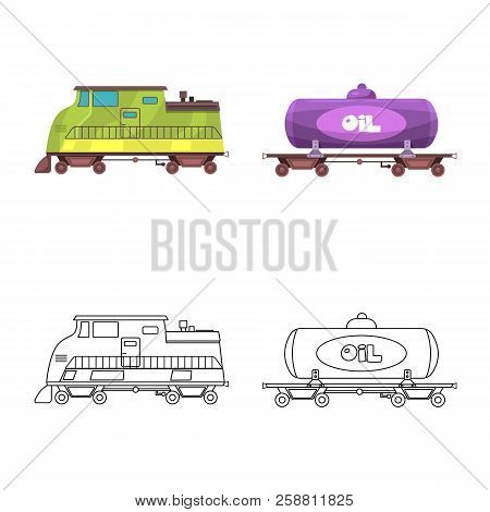 Vector Illustration Of Train And Station Symbol. Set Of Train And Ticket Stock Symbol For Web.