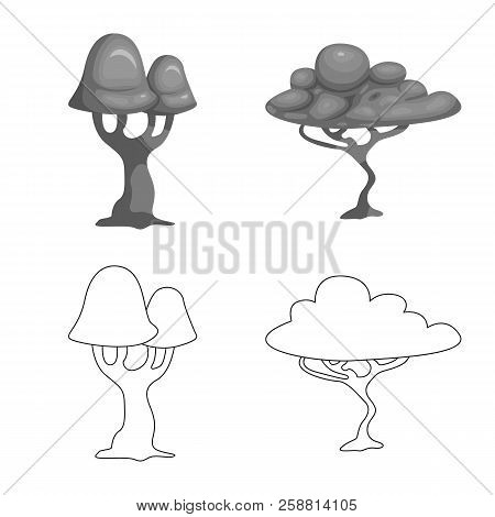 Isolated Object Of Tree And Nature Icon. Set Of Tree And Crown Vector Icon For Stock.