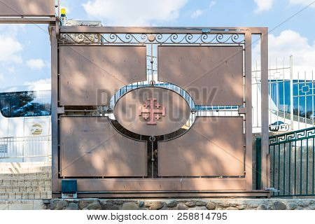 Tiberias, Israel, September 10, 2018 : Entrance Gate To The Church Of The Primacy Of Saint Peter Loc