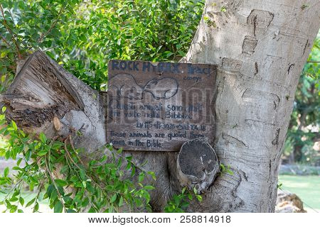 Tiberias, Israel, September 10, 2018 : A Tablet In The Garden Of The Church Of The Primacy Of Saint 