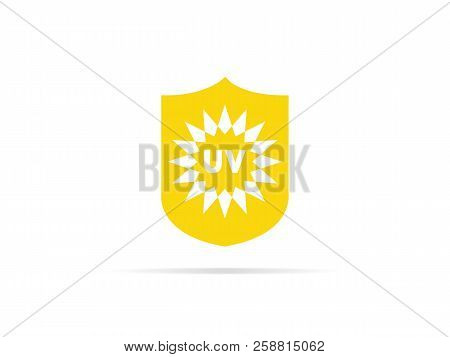 Uv Protection Icon, Anti Ultraviolet Radiation With Sun And Shield Logo Symbol. Vector Illustration.