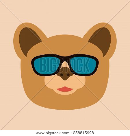 Bear Cartoon Face Vector Illustration Flat Style Front Side