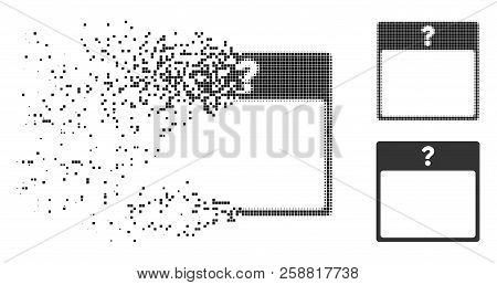 Unknown Day Calendar Page Icon In Dispersed, Dotted Halftone And Original Variants. Cells Are Groupe