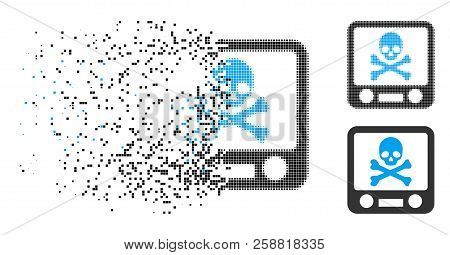 Xray Screening Icon In Dissolved, Dotted Halftone And Solid Variants. Pieces Are Arranged Into Vecto
