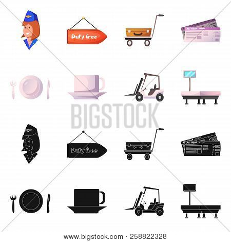 Vector Illustration Of Airport And Airplane Logo. Set Of Airport And Plane Stock Vector Illustration