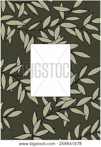 Green Leaves Frame Background Vintage Decorative Postcard