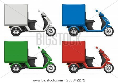 Cargo Scooter Profile View On White For Vehicle Branding, Corporate Identity. All Elements In The Gr