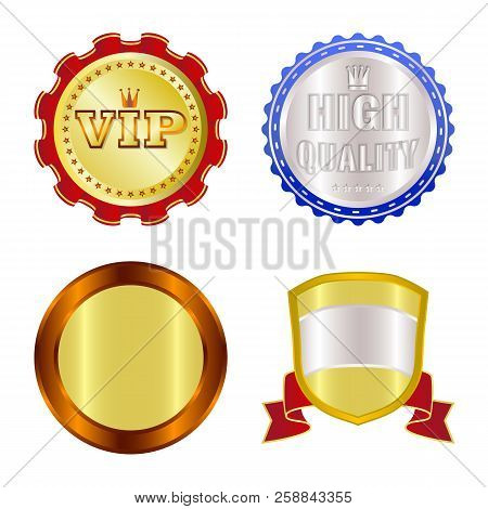 Vector Design Of Emblem And Badge Symbol. Set Of Emblem And Sticker Stock Vector Illustration.