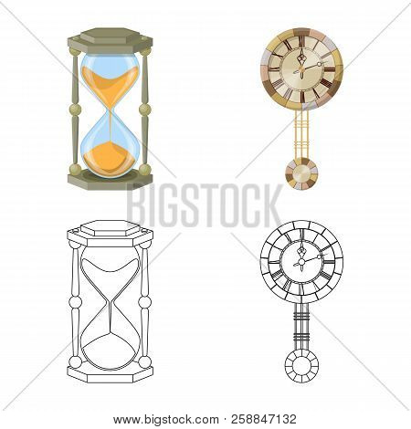 Vector Design Of Clock And Time Icon. Collection Of Clock And Circle Vector Icon For Stock.