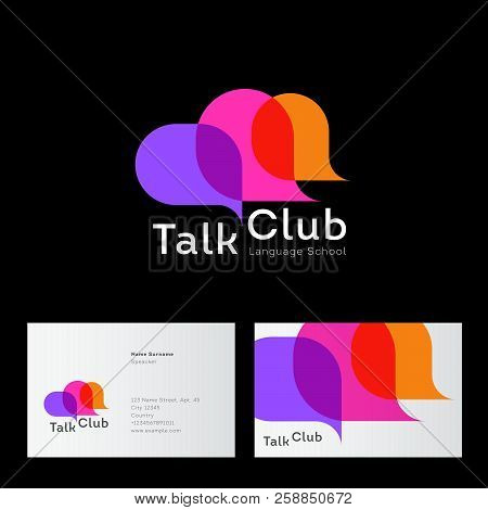 Talk Club Logo. Language School Logo. Conversational Club Icon. Chat Logo. Community Emblem. Three M