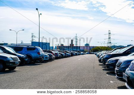 Moscow, Russia - September, 15, 2018: cars on the intercept parking near metro station Annino in Moscow 