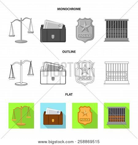 Vector Illustration Of Law And Lawyer Icon. Collection Of Law And Justice Vector Icon For Stock.