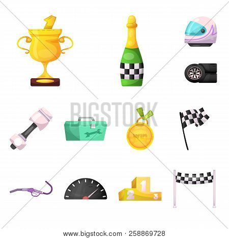 Vector Illustration Of Car And Rally Logo. Collection Of Car And Race Vector Icon For Stock.