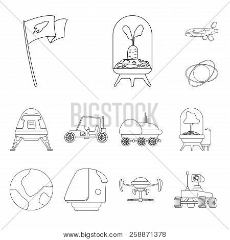 Vector Illustration Of Mars And Space Sign. Set Of Mars And Planet Vector Icon For Stock.
