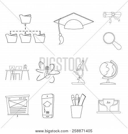 Vector Illustration Of Education And Learning Symbol. Set Of Education And School Vector Icon For St