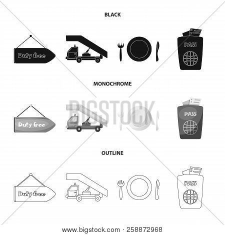 Vector Illustration Of Airport And Airplane Symbol. Set Of Airport And Plane Stock Vector Illustrati