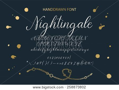 Nightingale. Handdrawn Calligraphic Vector Font. Modern Gentle Calligraphy.