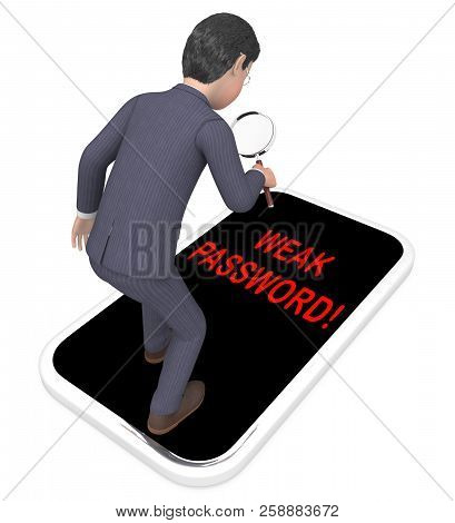 Password Weak Hacker Intrusion Threat 3D Rendering
